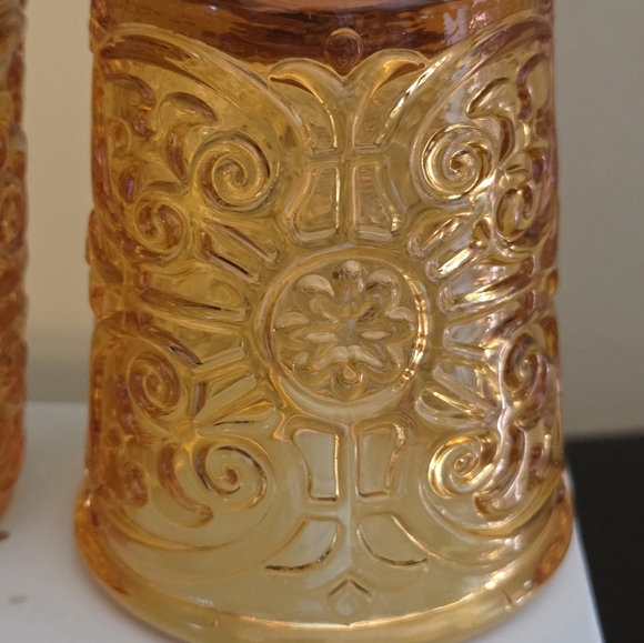Retired Partylite Rustic Villa Amber Glass Votive Set of 2 Candle Holders VTG - Picture 4 of 5